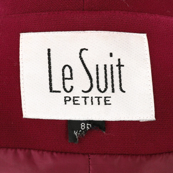 Le Suit Jacket Petites 8P Raspberry Pink Crepe Lined Double Breasted Career - Picture 3 of 13